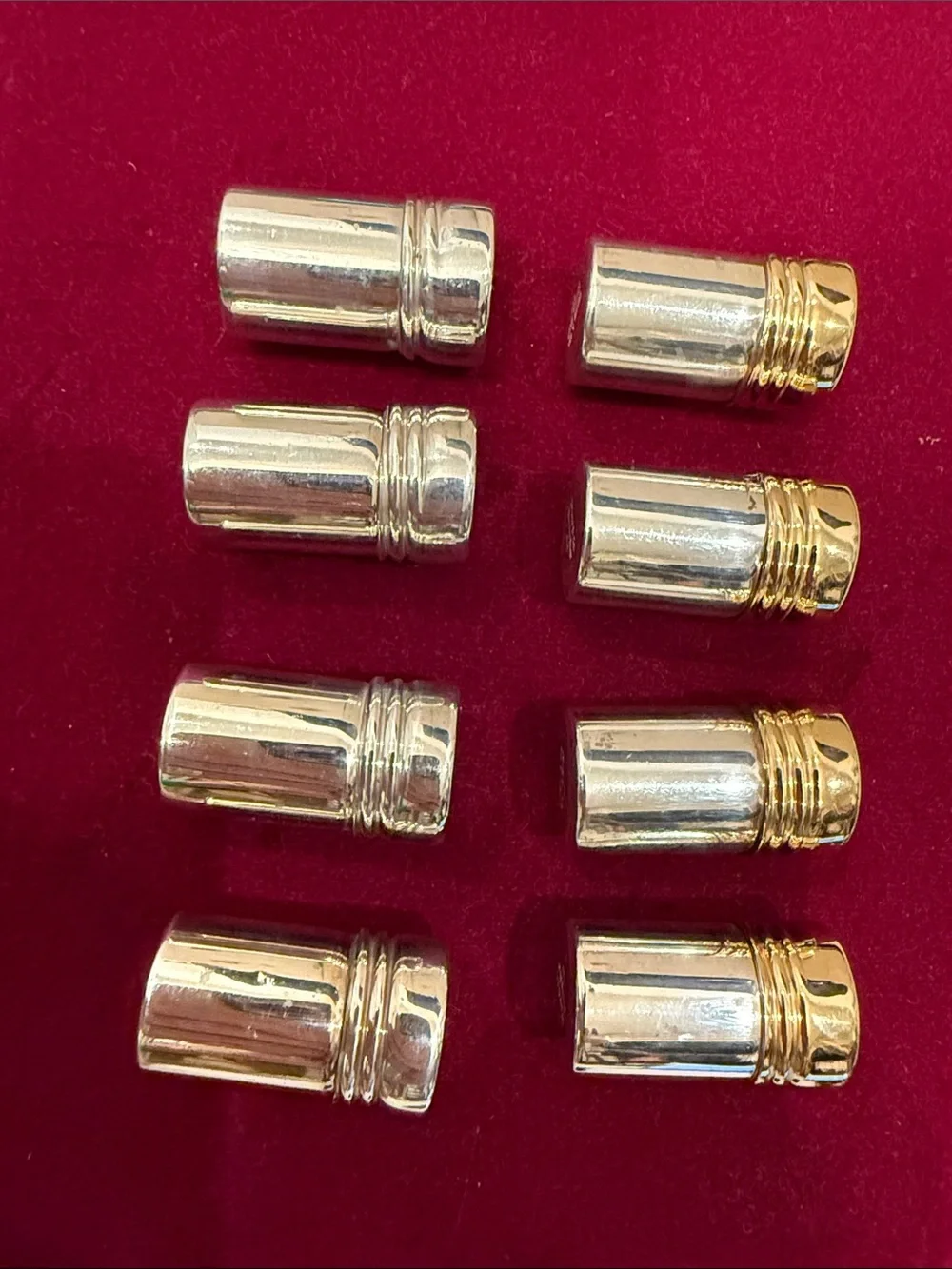 Tiffany & Co. Gold and Sterling Silver Cylindrical miniSalt & Pepper Shakers Set